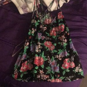 black flower tank top